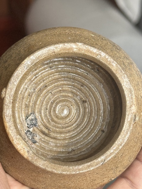 古玩陶瓷戰(zhàn)國(guó)原始青瓷雙系盂真品鑒賞圖