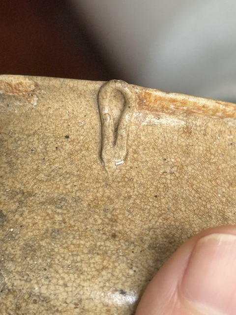 古玩陶瓷戰(zhàn)國(guó)原始青瓷雙系盂真品鑒賞圖