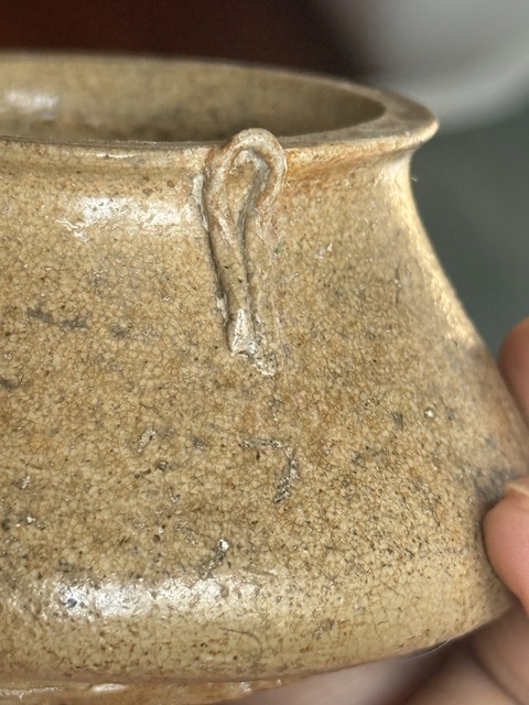 古玩陶瓷戰(zhàn)國(guó)原始青瓷雙系盂真品鑒賞圖