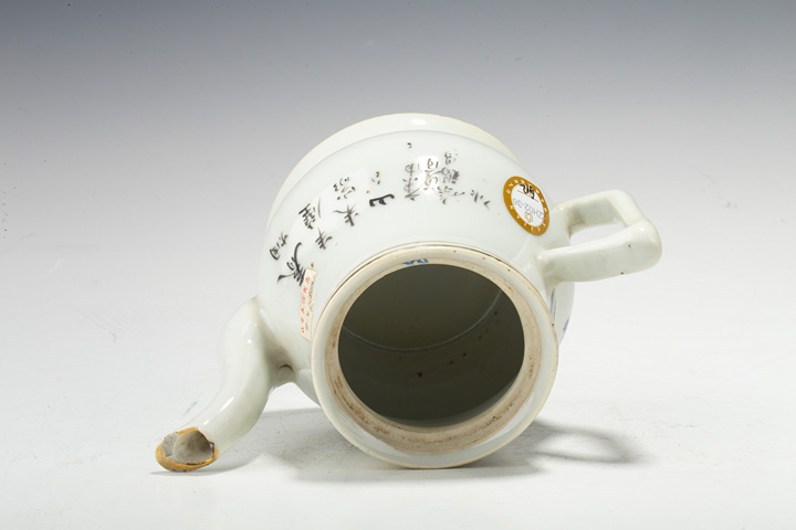 古玩陶瓷民國·淺絳彩山水人物紋壺真品鑒賞圖