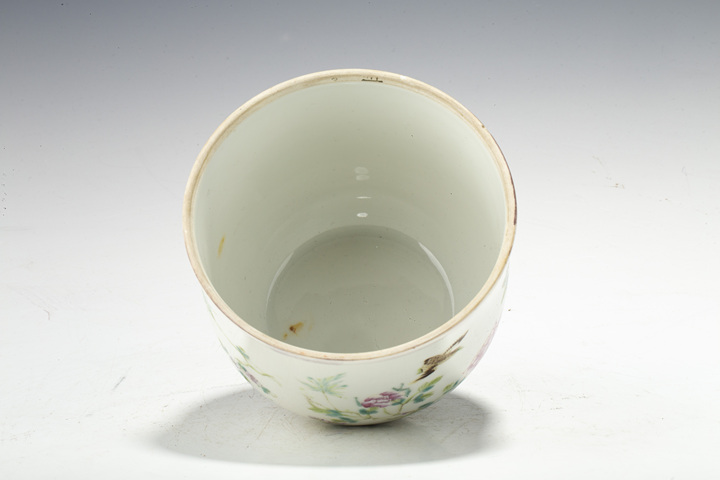 古玩陶瓷民國·粉彩花鳥紋小缸真品鑒賞圖