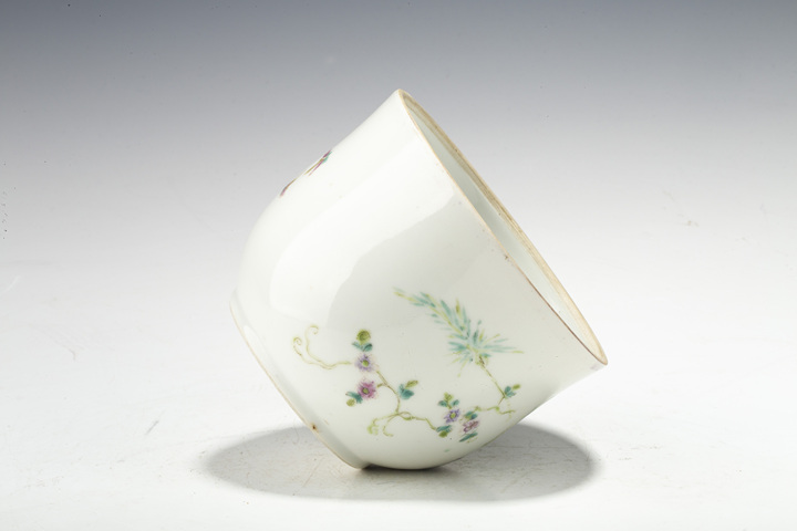 古玩陶瓷民國·粉彩花鳥紋小缸真品鑒賞圖