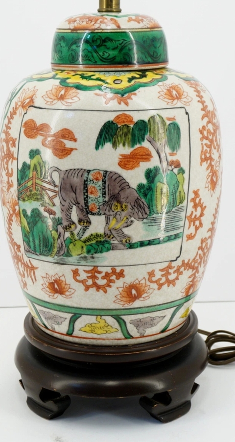 古玩陶瓷五彩太平有象圖蓋罐真品鑒賞圖