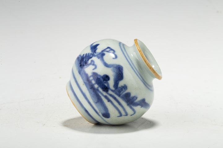 古玩陶瓷清中·青花山水紋小石榴尊真品鑒賞圖