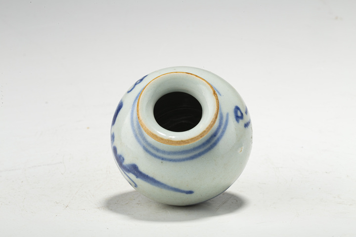 古玩陶瓷清中·青花山水紋小石榴尊真品鑒賞圖