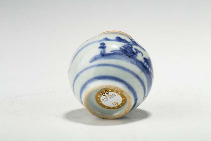 古玩陶瓷清中·青花山水紋小石榴尊真品鑒賞圖