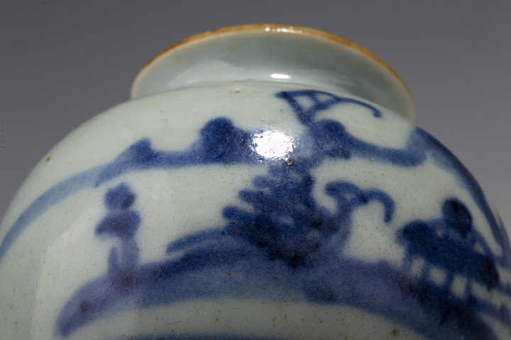 古玩陶瓷清中·青花山水紋小石榴尊真品鑒賞圖