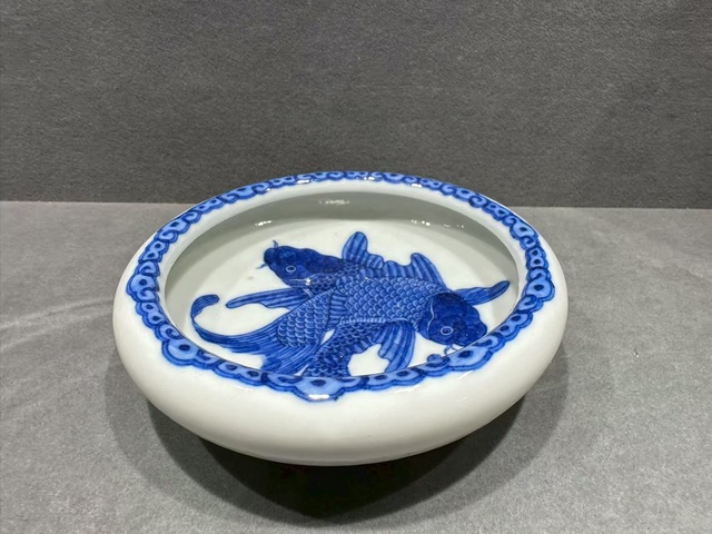 古玩陶瓷青花雙魚紋洗真品鑒賞圖