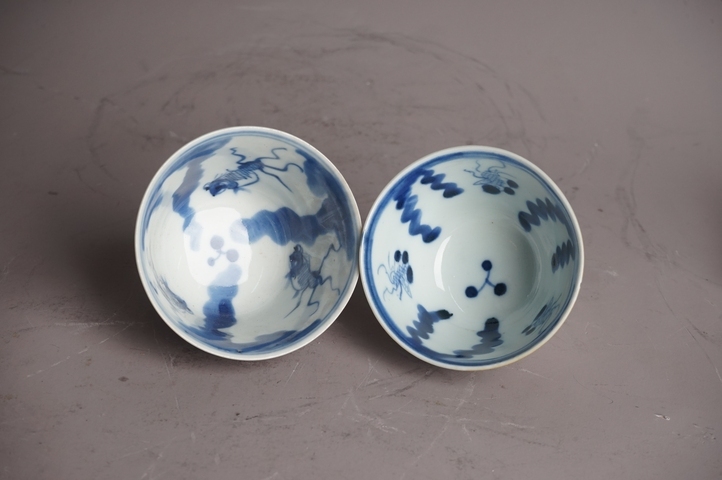 古玩陶瓷清末民初·外紫金釉內青花金玉滿堂紋茶杯一對真品鑒賞圖