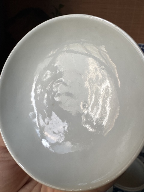 古玩陶瓷青花鸞鳳和鳴蚊蓋碗真品鑒賞圖