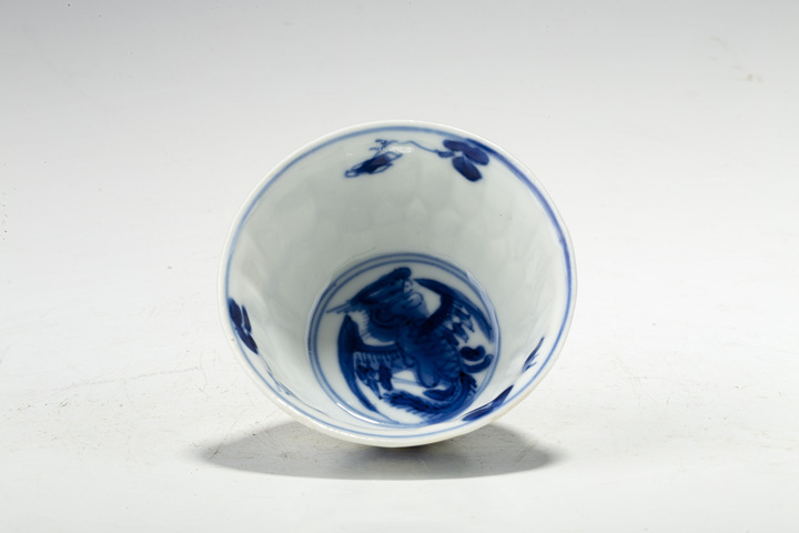古玩陶瓷清康熙·青花云鳳紋杯碟真品鑒賞圖