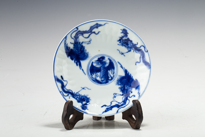 古玩陶瓷清康熙·青花云鳳紋杯碟真品鑒賞圖