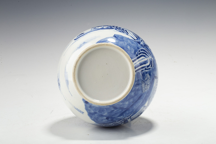 古玩陶瓷清乾隆·青花山水樓閣紋瓶拍賣，當前價格2188元