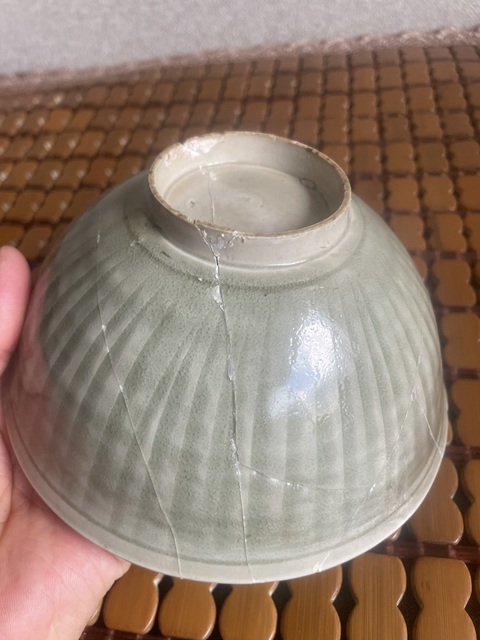 古玩陶瓷耀州窯宮式團菊碗真品鑒賞圖