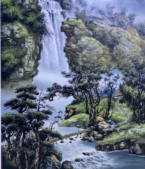 古玩陶瓷粉彩山水紋瓷板真品鑒賞圖
