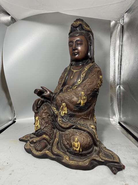 古玩銅器銅送子觀音真品鑒賞圖