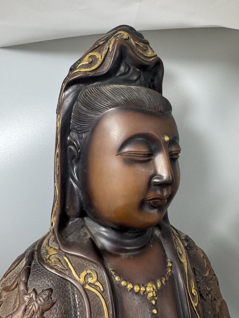 古玩銅器銅送子觀音真品鑒賞圖