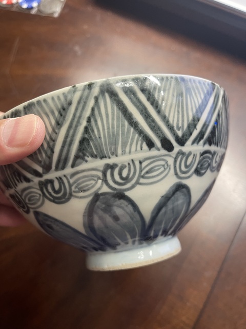 古玩陶瓷青花雞心碗真品鑒賞圖