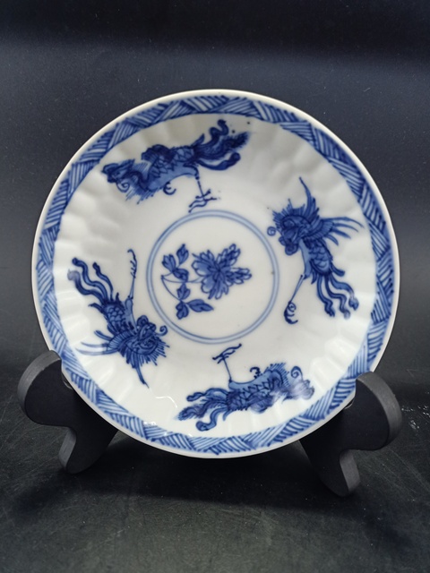 古玩陶瓷清康熙 青花四鳳小盤真品鑒賞圖