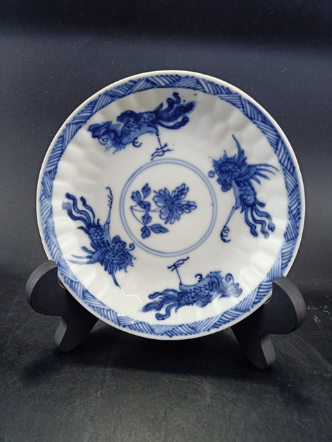 古玩陶瓷清康熙 青花四鳳小盤真品鑒賞圖
