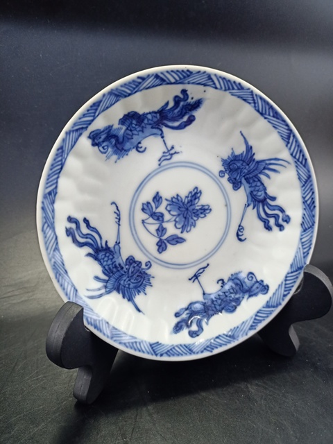 古玩陶瓷清康熙 青花四鳳小盤真品鑒賞圖