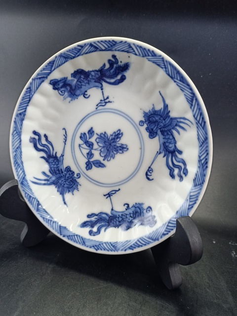 古玩陶瓷清康熙 青花四鳳小盤真品鑒賞圖