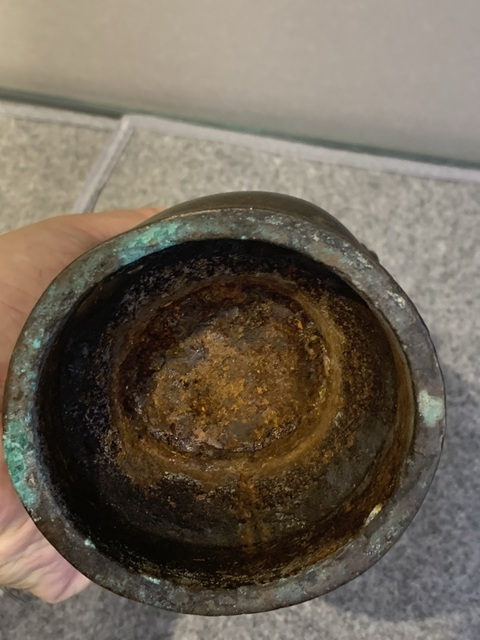 古玩銅器雙龍耳瓶真品鑒賞圖