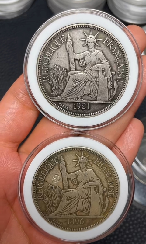 古玩錢幣法屬印支坐洋銀幣真品鑒賞圖