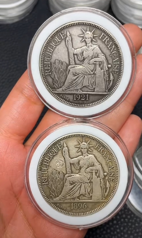 古玩錢幣法屬印支坐洋銀幣真品鑒賞圖