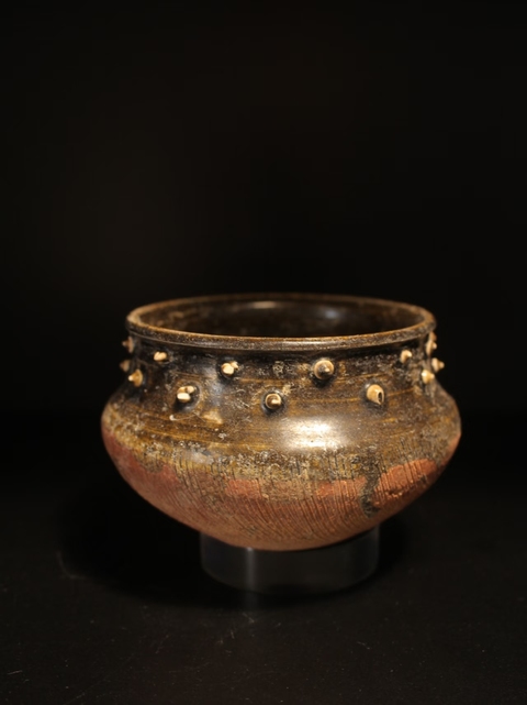 古玩陶瓷醬釉鼓釘紋水盂真品鑒賞圖