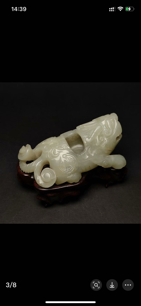 古玩玉器和田玉雕“獸形水丞”真品鑒賞圖