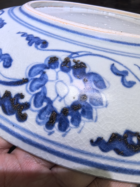 古玩陶瓷明宣德青花花卉紋大盤拍賣，當前價格99999元