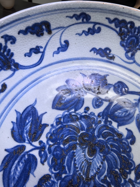 古玩陶瓷明宣德青花花卉紋大盤拍賣，當前價格99999元