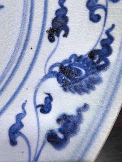 古玩陶瓷明宣德青花花卉紋大盤拍賣，當前價格99999元