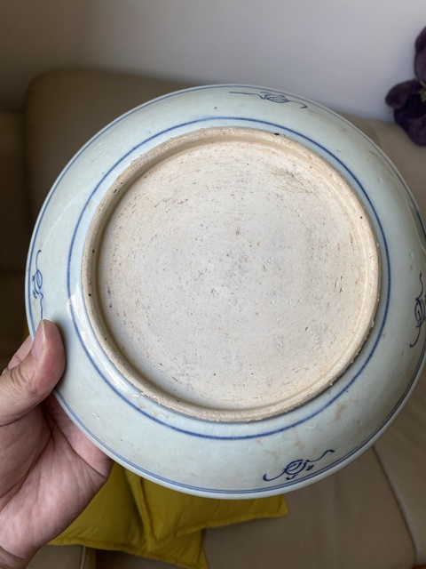 古玩陶瓷青花壽字紋盤真品鑒賞圖
