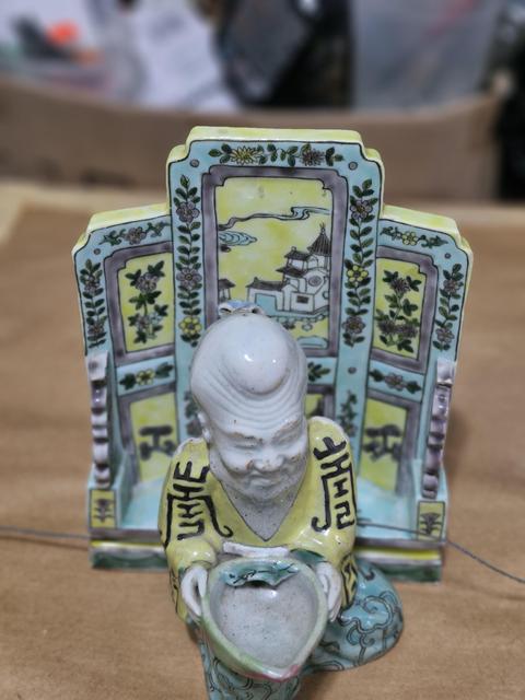 古玩陶瓷素三彩壽星造像真品鑒賞圖