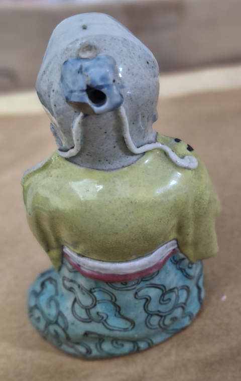古玩陶瓷素三彩壽星造像真品鑒賞圖