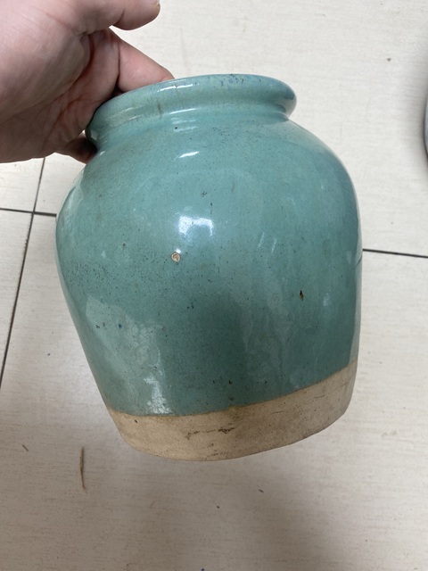 古玩陶瓷晚清綠松石釉地蓋罐真品鑒賞圖