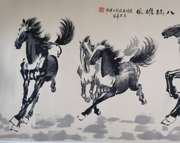 古玩字畫林濤款寫意八駿圖真品鑒賞圖