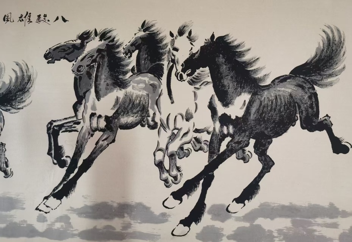 古玩字畫林濤款寫意八駿圖真品鑒賞圖