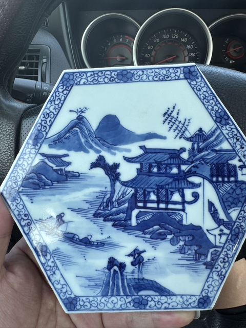 古玩陶瓷青花瓷板真品鑒賞圖