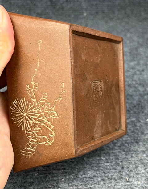 古玩雜項紫砂調色盒真品鑒賞圖