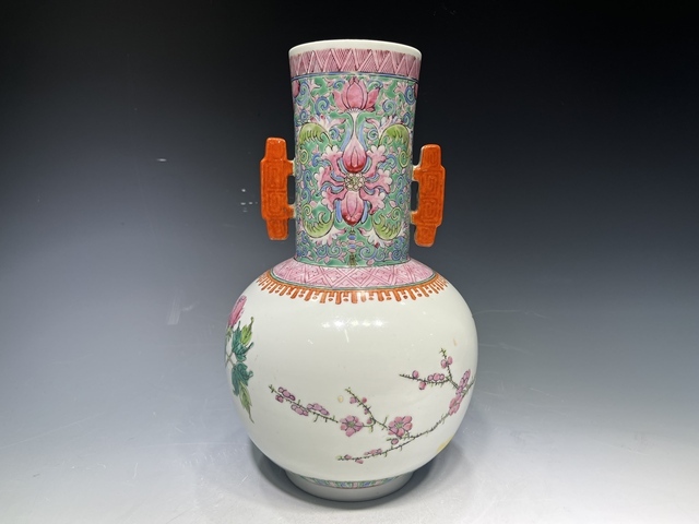 古玩陶瓷民國·粉彩花開富貴吉耳尊真品鑒賞圖