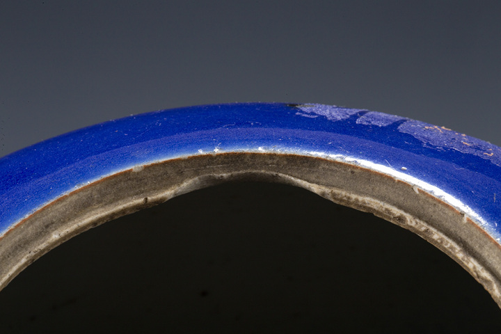 古玩陶瓷清晚·藍(lán)釉描金花鳥(niǎo)紋冬瓜罐真品鑒賞圖