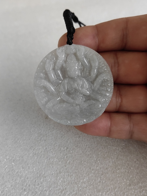 古玩玉器天然翡翠雕“千手觀音”牌真品鑒賞圖