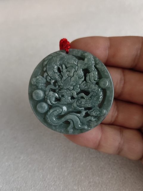 古玩玉器天然翡翠雕“龍紋牌”拍賣，當前價格298元