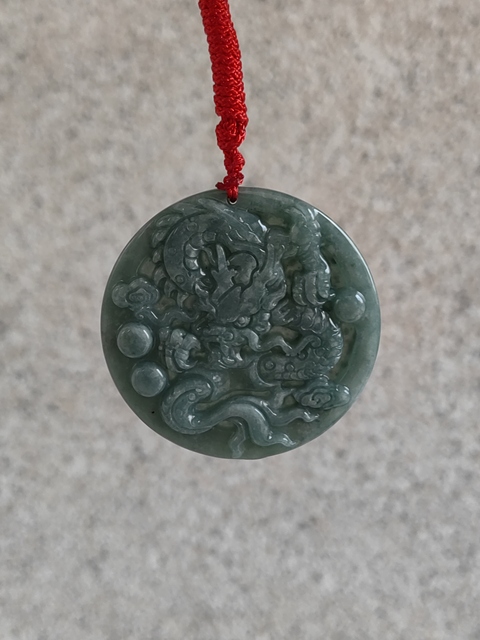 古玩玉器天然翡翠雕“龍紋牌”拍賣，當前價格298元
