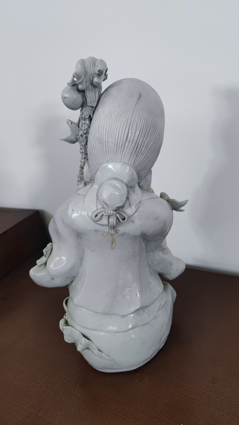 古玩陶瓷白釉壽星造像真品鑒賞圖