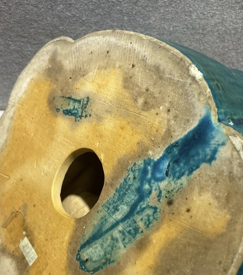 古玩陶瓷孔雀藍釉彌勒笑佛真品鑒賞圖