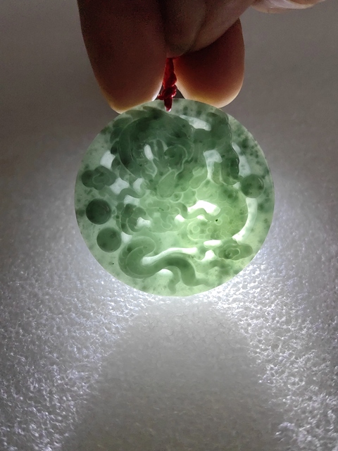 古玩玉器天然翡翠雕“龍紋牌”拍賣，當前價格298元